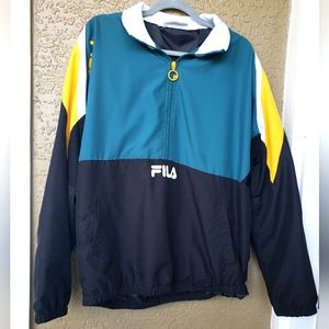 Fila Green & Yellow Half-Zip Lightweight Jacket